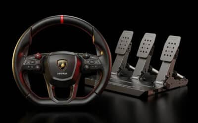 MOZA Racing launches official Lamborghini Revuelto carbon steering wheel and SRP2 Load Cell crankset